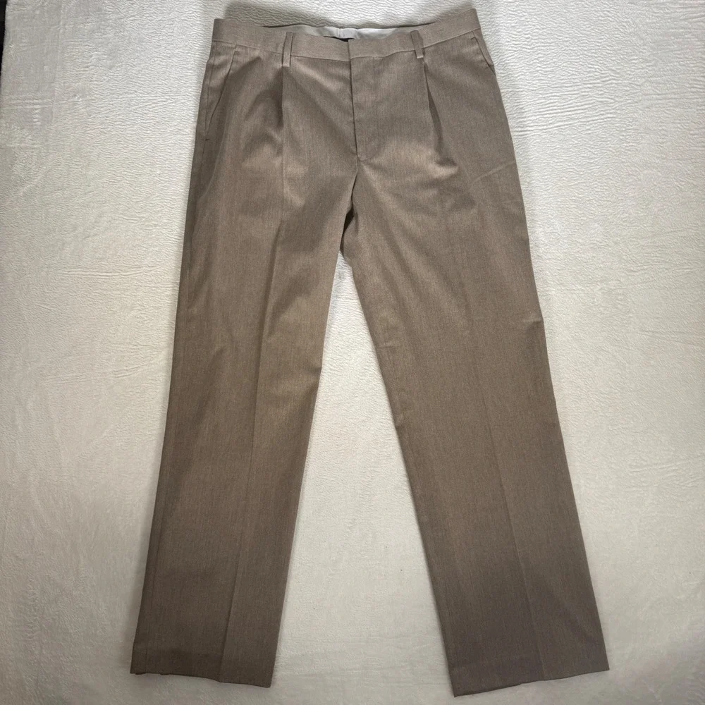 Murano Mens Dress Pants‎ 36x30 Tan Brown Pleated Front Straight Leg Trousers